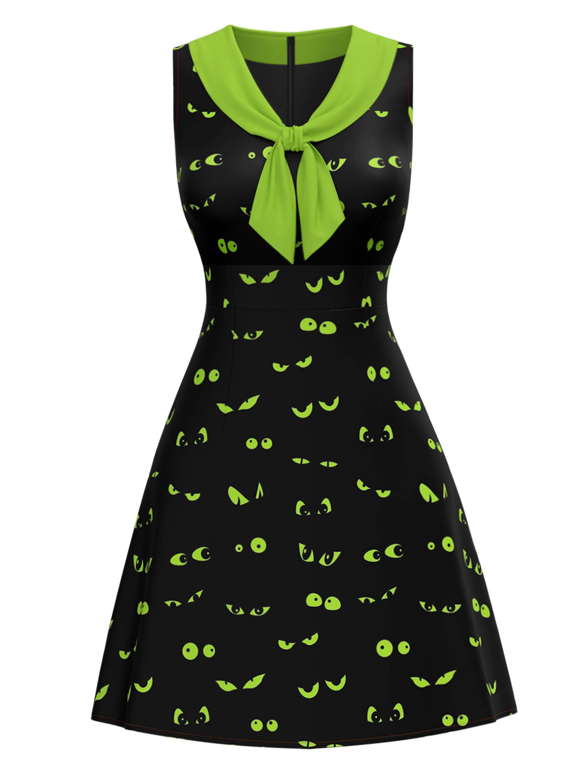 [Pre-Sale] Black & Green 1960s Halloween Demon Eyes Dress
