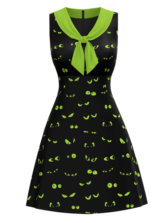 [Pre-Sale] Black & Green 1960s Halloween Demon Eyes Dress