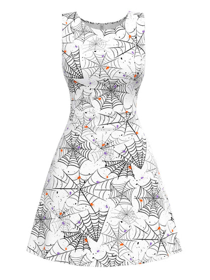 [Pre-Sale] Black & White 1960s Horror Spider Web Dress