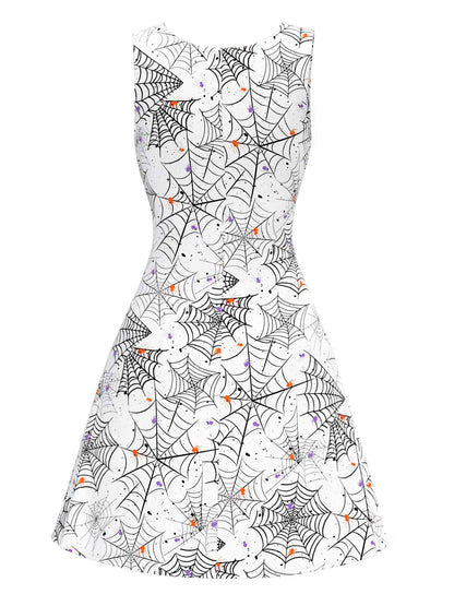 [Pre-Sale] Black & White 1960s Horror Spider Web Dress