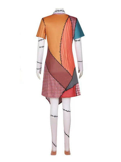 Multicolor 1940s Halloween Nightmare Sally Dress
