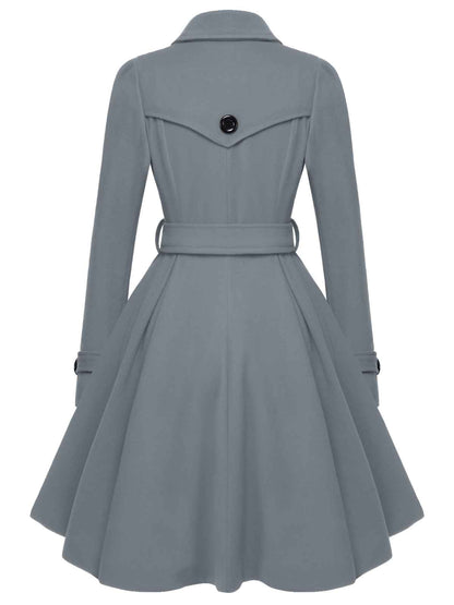 1950s Solid Color Lapel Slim Coat
