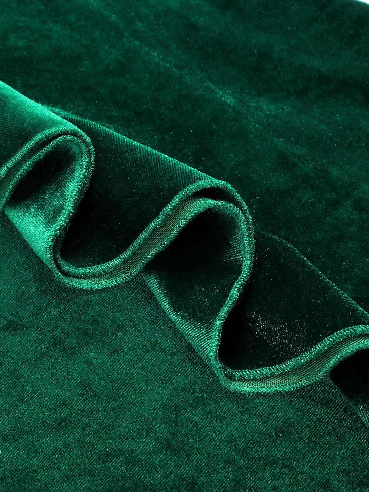Green 1930s Velvet Off-Shoulder Ruffle-Trim Mermaid Dress