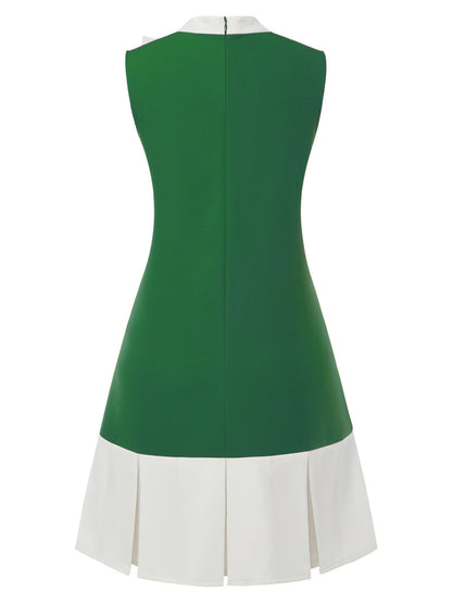 Orange 1960s Crew Bowknot Sleeveless Dress