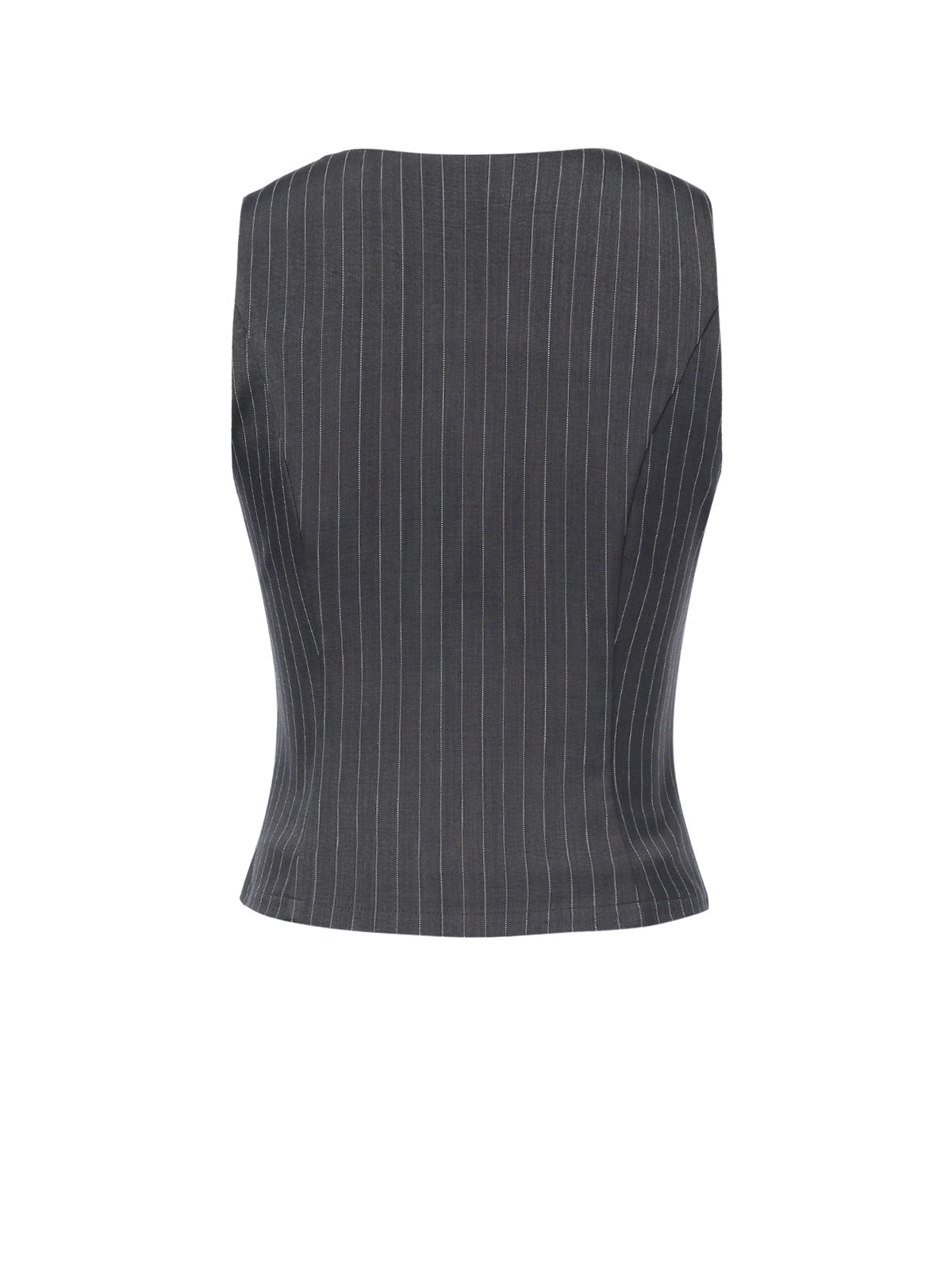 2PCS Dark Gray 1960s Pinstripes Top & Pleated Skirt