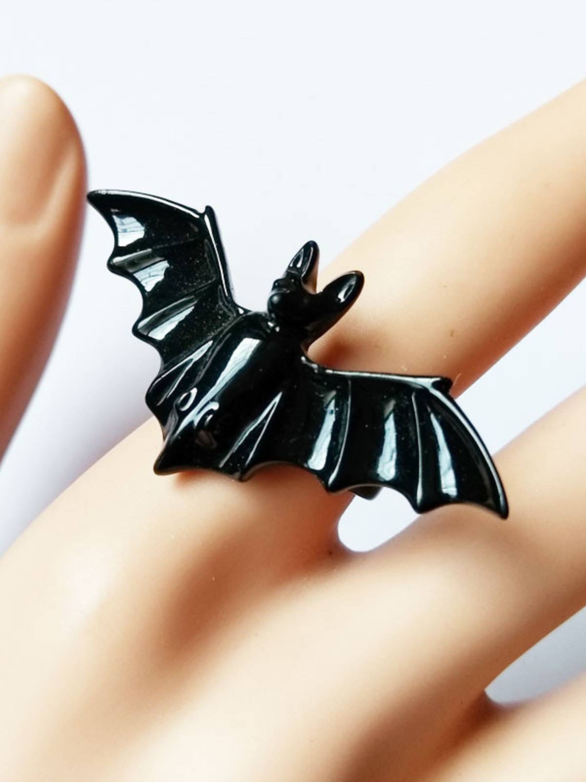 Black Retro Bat Alloy Ring