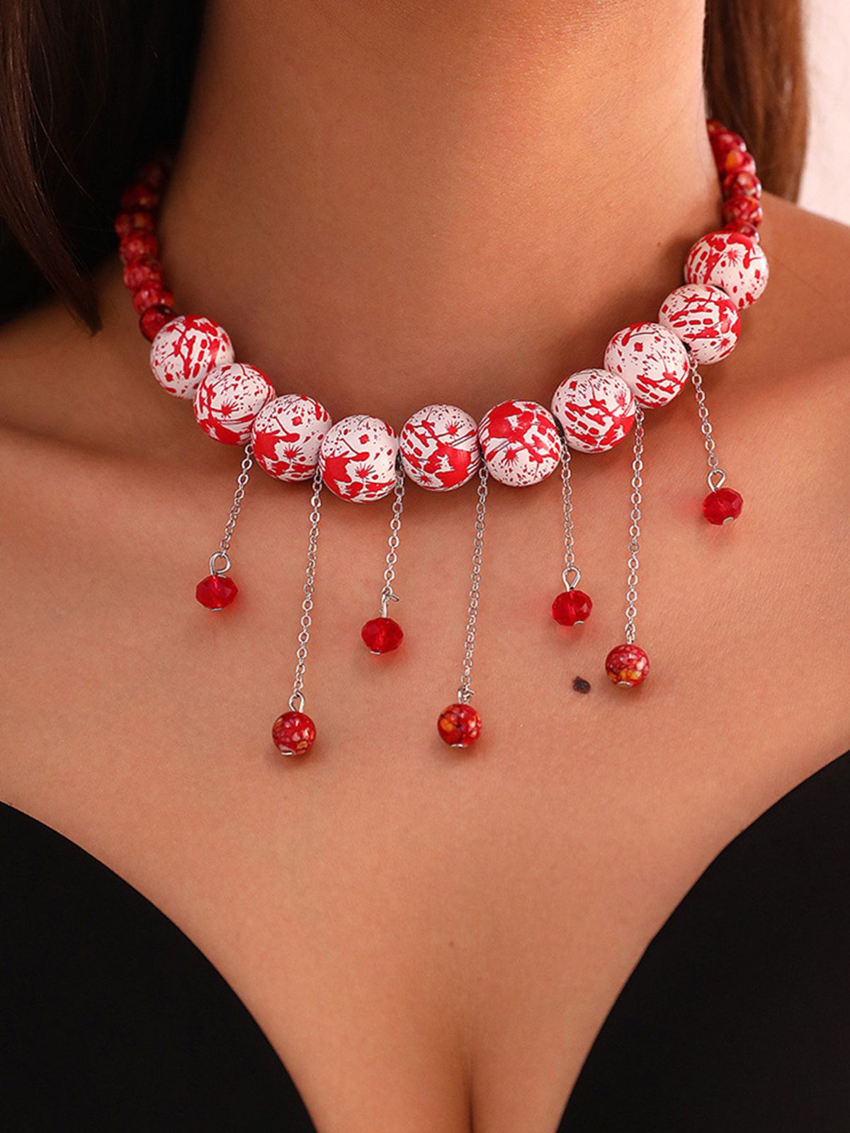 White Halloween Blood Gothic Necklace