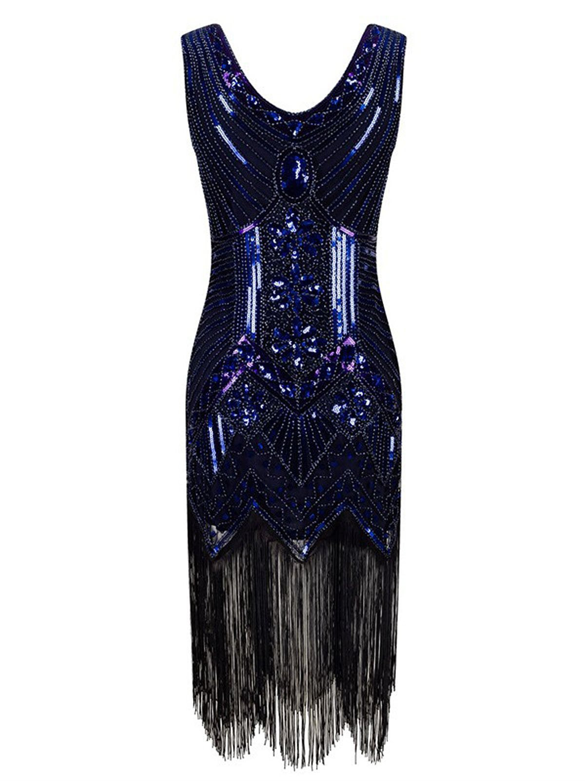 1920s Beaded Fringed Flapper Dresses