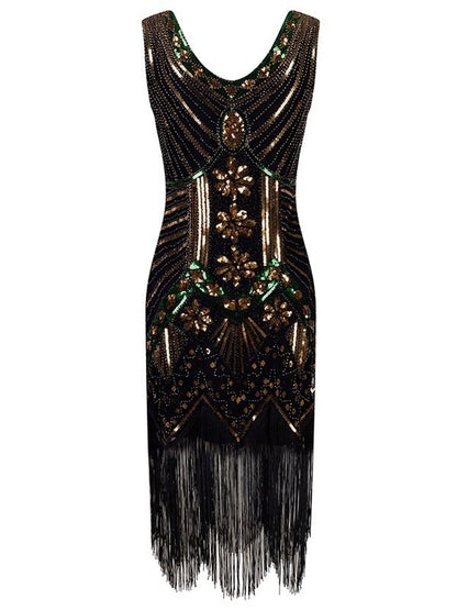 1920s Beaded Fringed Flapper Dresses