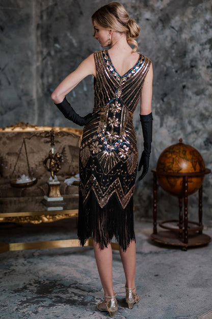 1920s Beaded Fringed Flapper Dresses