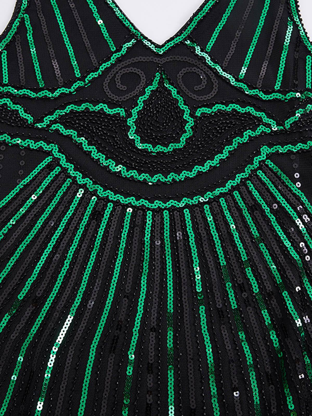 Green 1920s Sequin Flapper Gatsby Dress