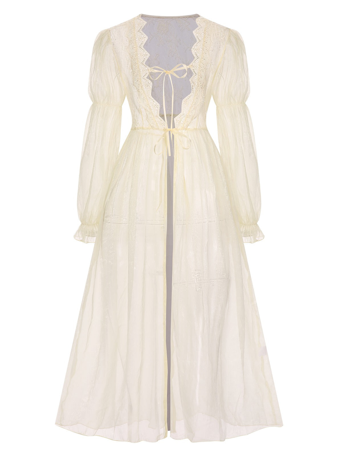 2PCS Apricot 1950s Floral Straps Slit Nightgown & Robe