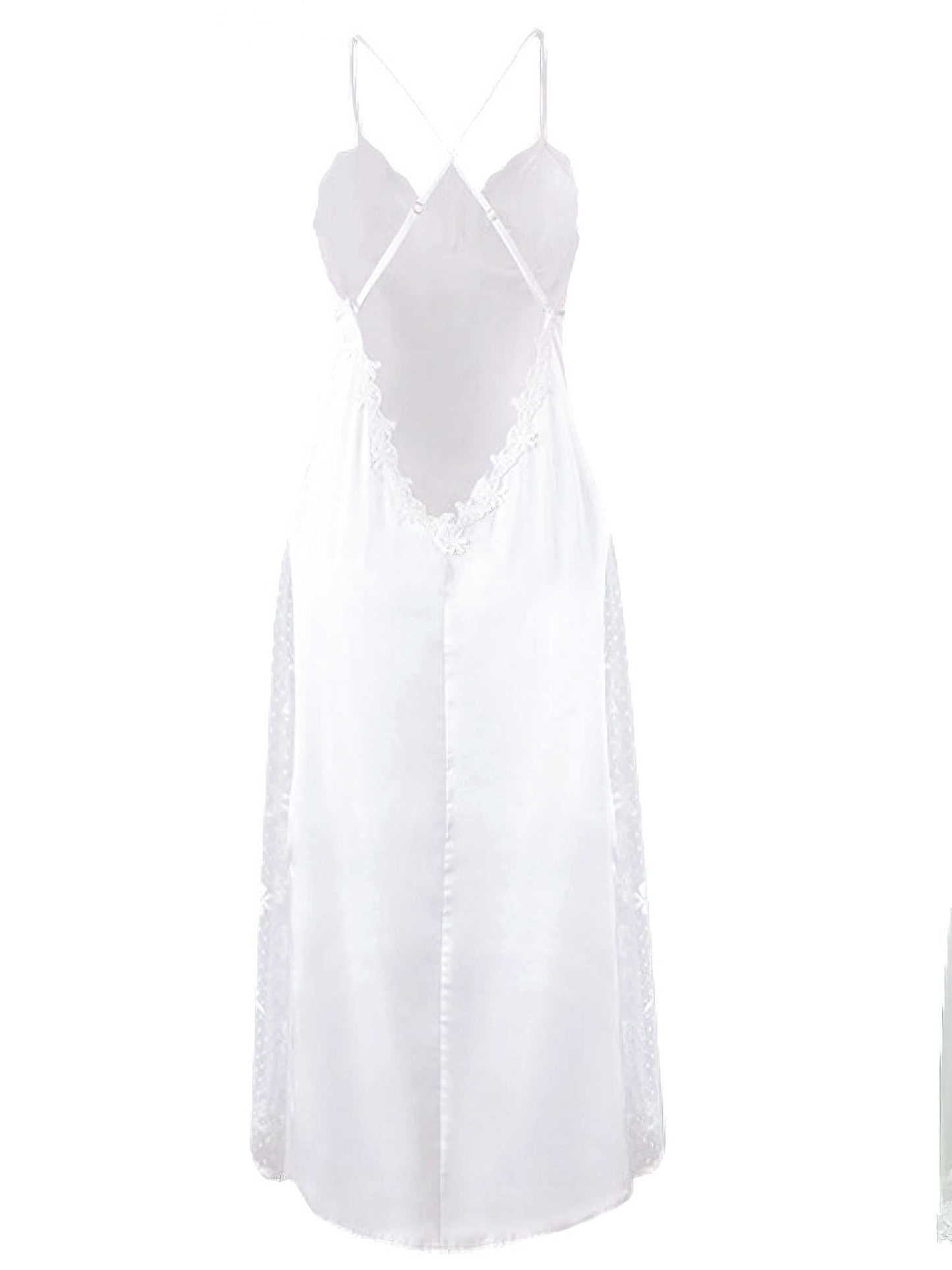 White 1930s Sheer Mesh Lace Nightdress Set